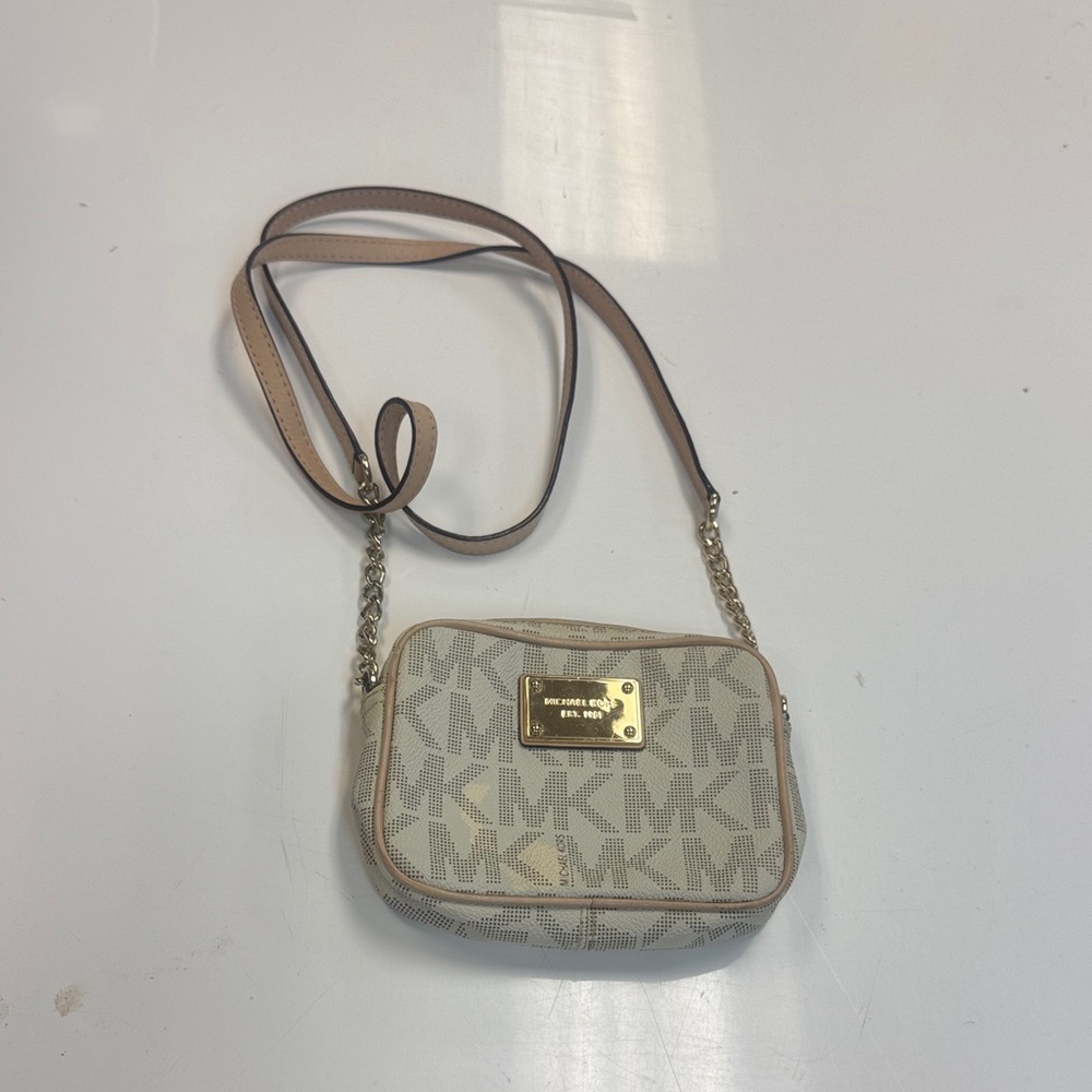 Michael Kors Monogram Cream Crossbody Mini Bag
